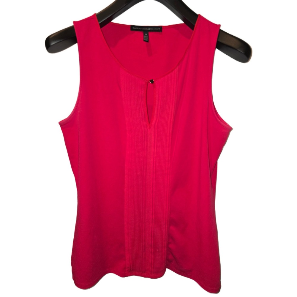 White House Black Market Pink Pleated Keyhole Sleeveless Blouse Womens Medium